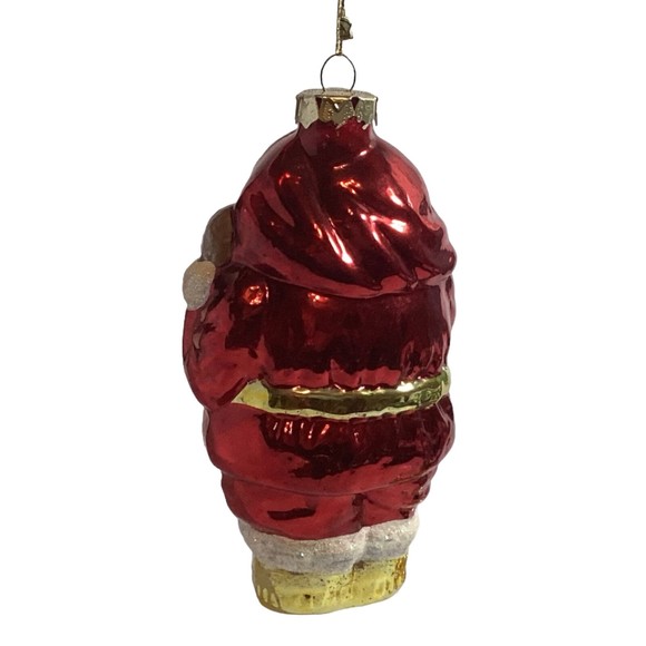 Vintage Santa Glass Hand Painted Christmas Ornament - Picture 2 of 2